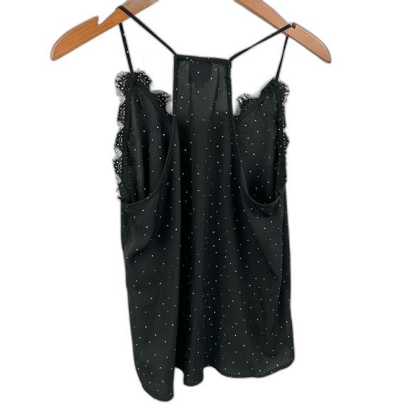 Blue Rain For Francesca’s Black & White Polka Dot Cami Blouse Size Medium - Picture 2 of 12